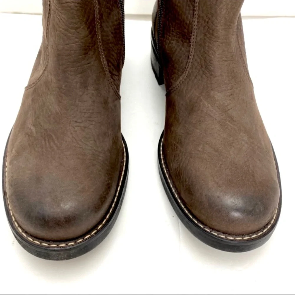 Paul Green Andy High Shaft Knees High Riding Boot in Brown Nubuck Leather